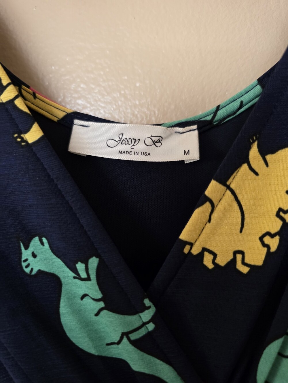 ModCloth Jessy B Dinosaur Print Novelty Empire Waist Dress M Faux Wrap Whimsical - Picture 5 of 12